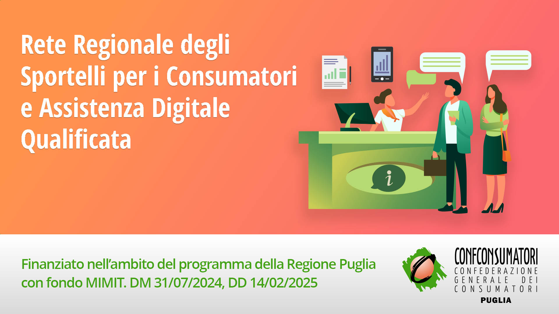 Confconsumatori Puglia avvia il progetto �Sportello dei Consumatori� presso lo sportello di Bitonto in Via Tommaso Traetta n.114